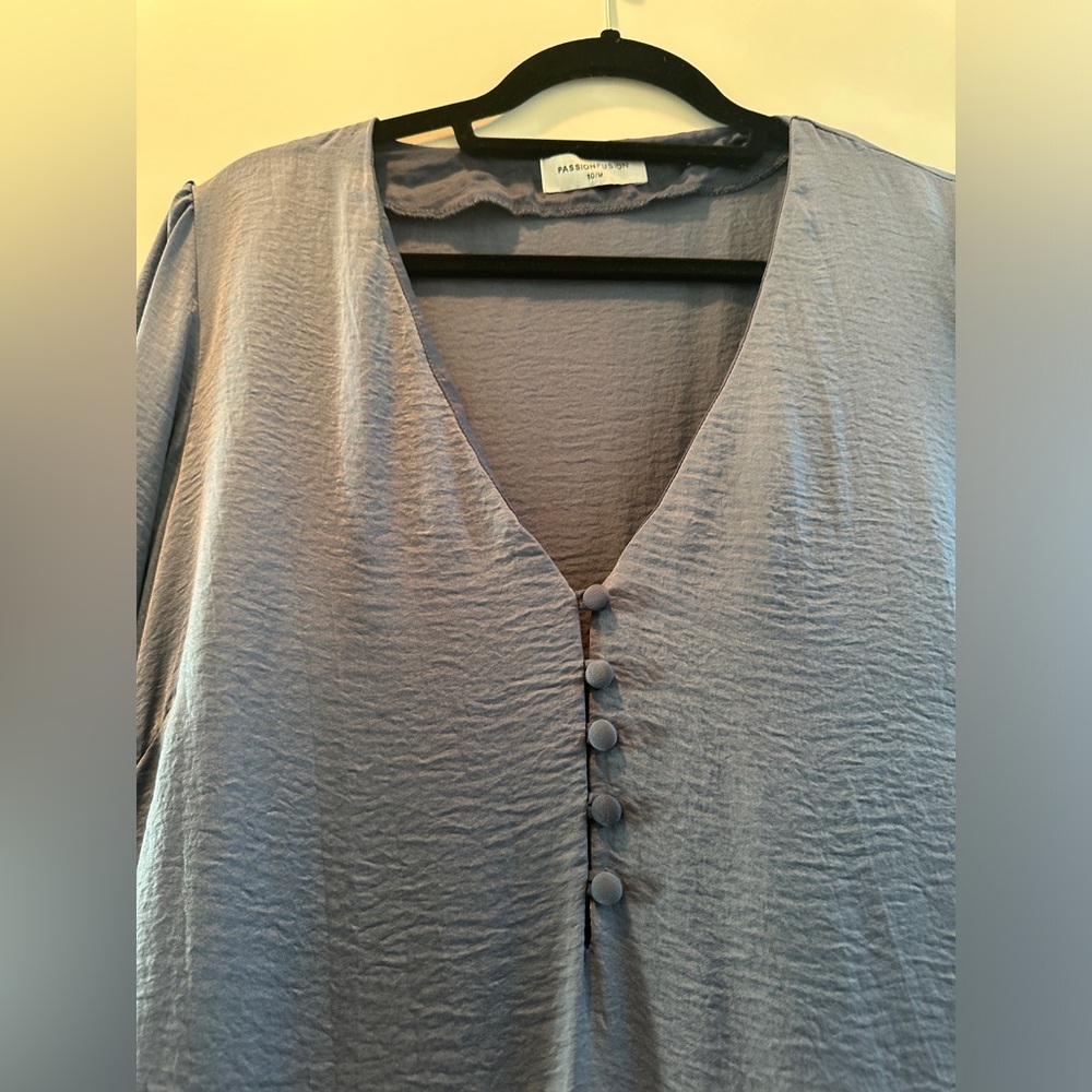 Sage & Paige Passion Fusion Blue Long Sleeve Loose Fit Mini Dress | Size M - Picture 8 of 12